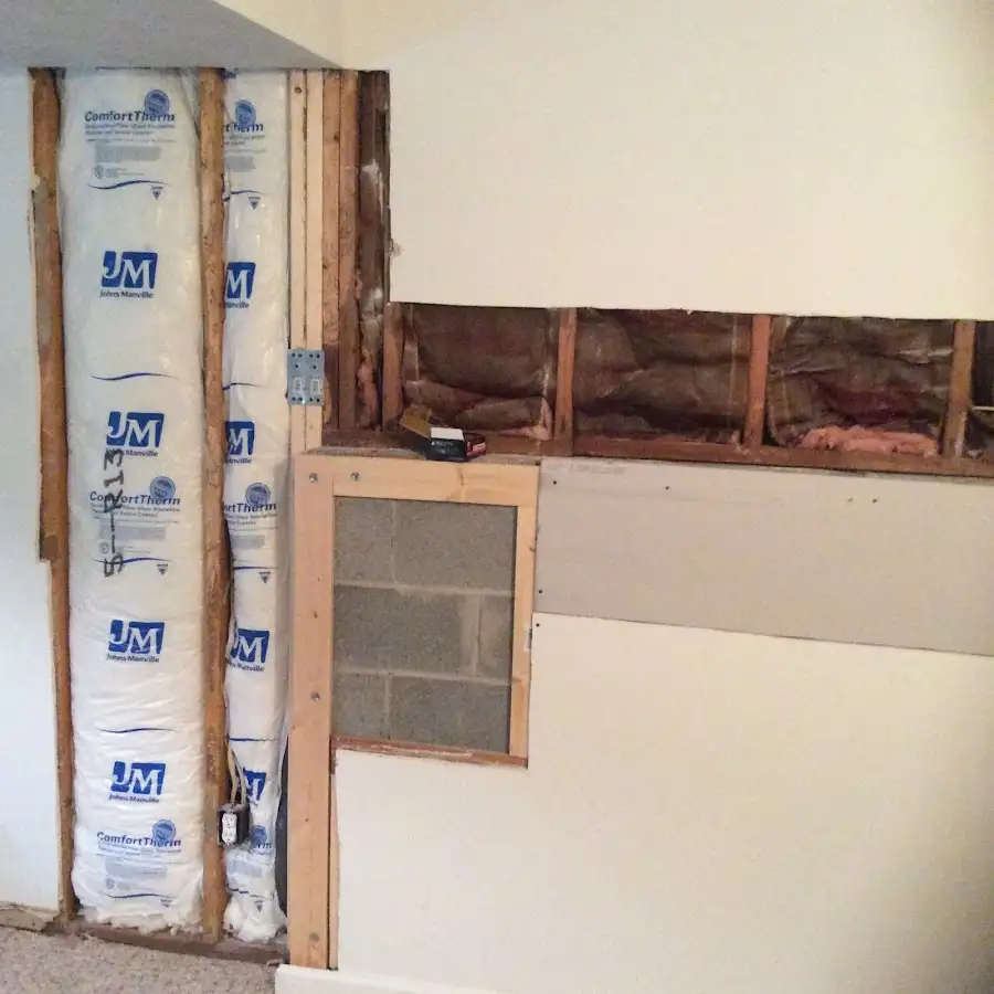 Wall insulation replacement during Basement Flood Cleanup in Grandview